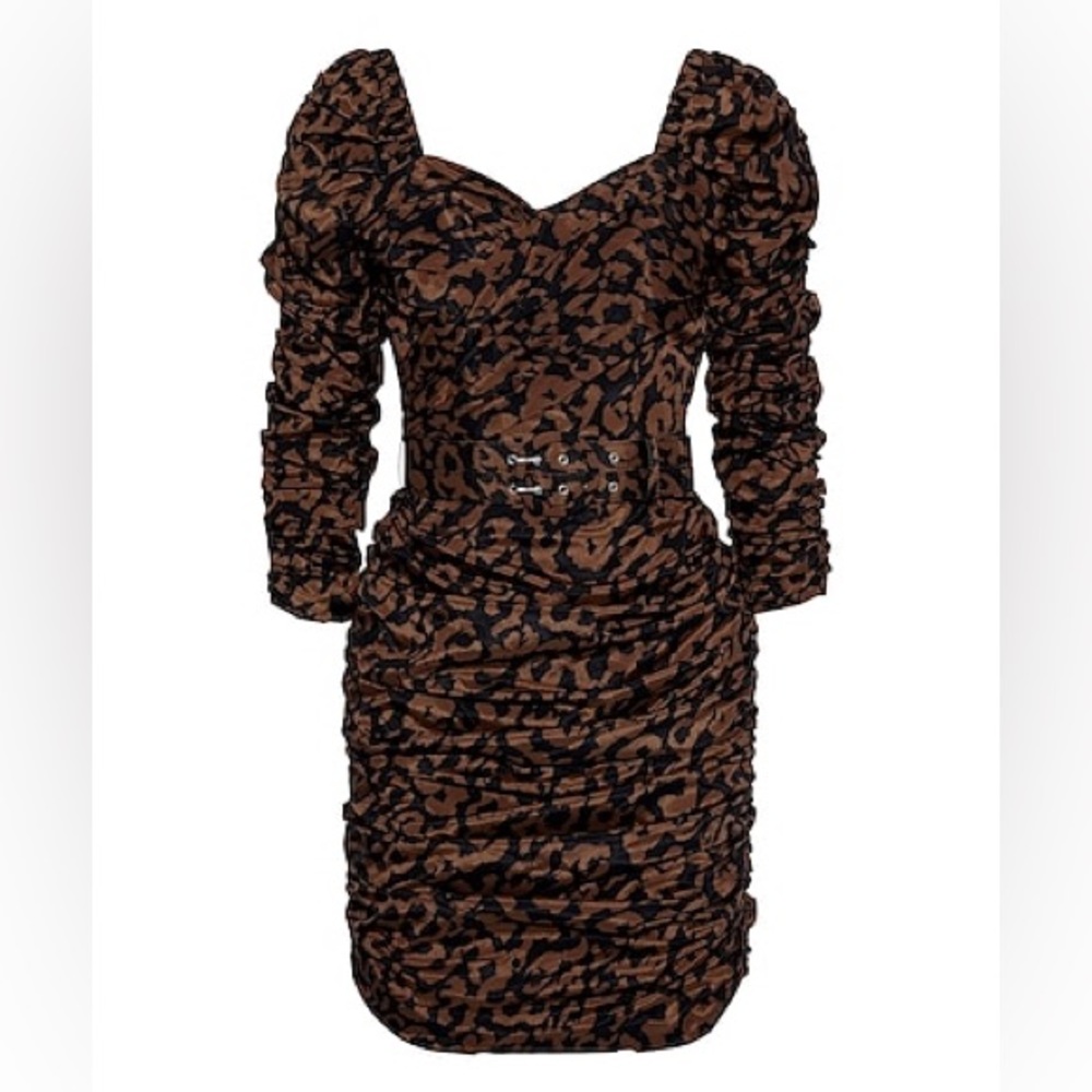 NICHOLAS Ruched leopard print dress NWOT